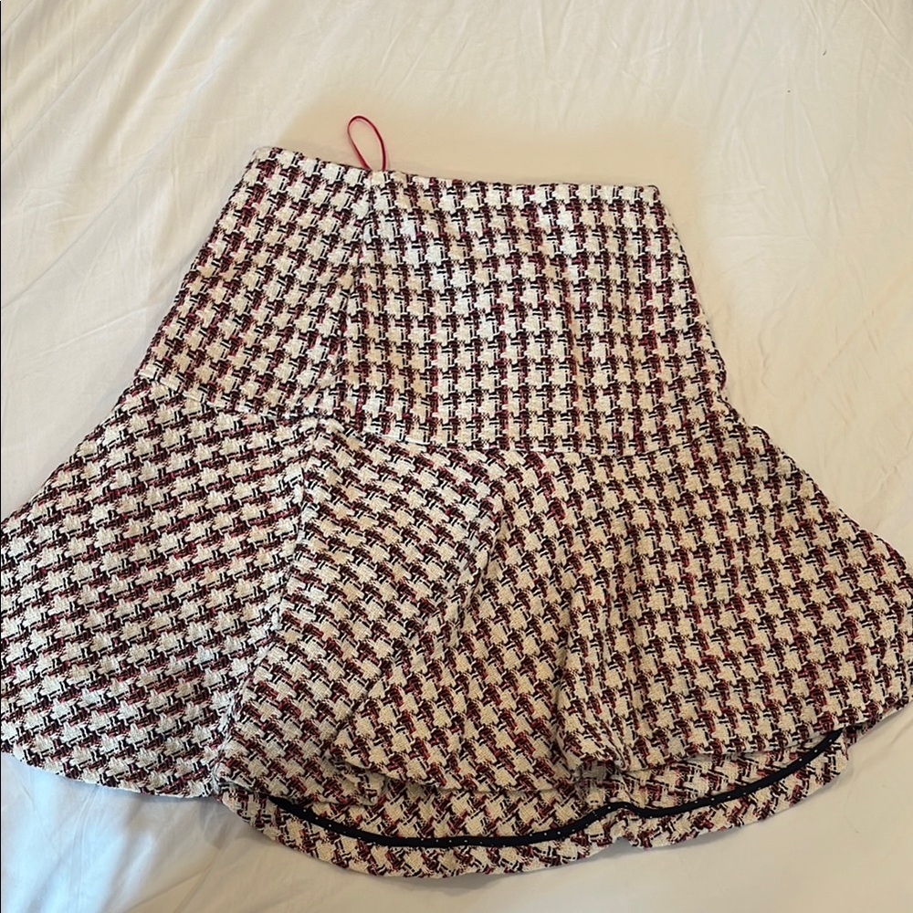 Maeve Black and White Tiered Mini Skirt